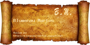 Blumenau Martos névjegykártya